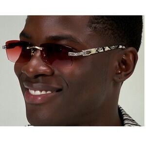 Diamond Men Sunglasses‎ Classic Retro Icedout Style Bling Rectangular Designer